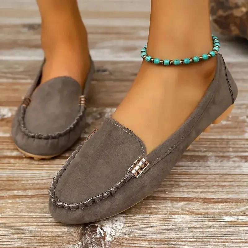 Women's Casual Flat Shoes Spring and Autumn Flat Loafers Women's Shoes Fashion Non-slip Soft Round-toe Denim Flat Shoes
