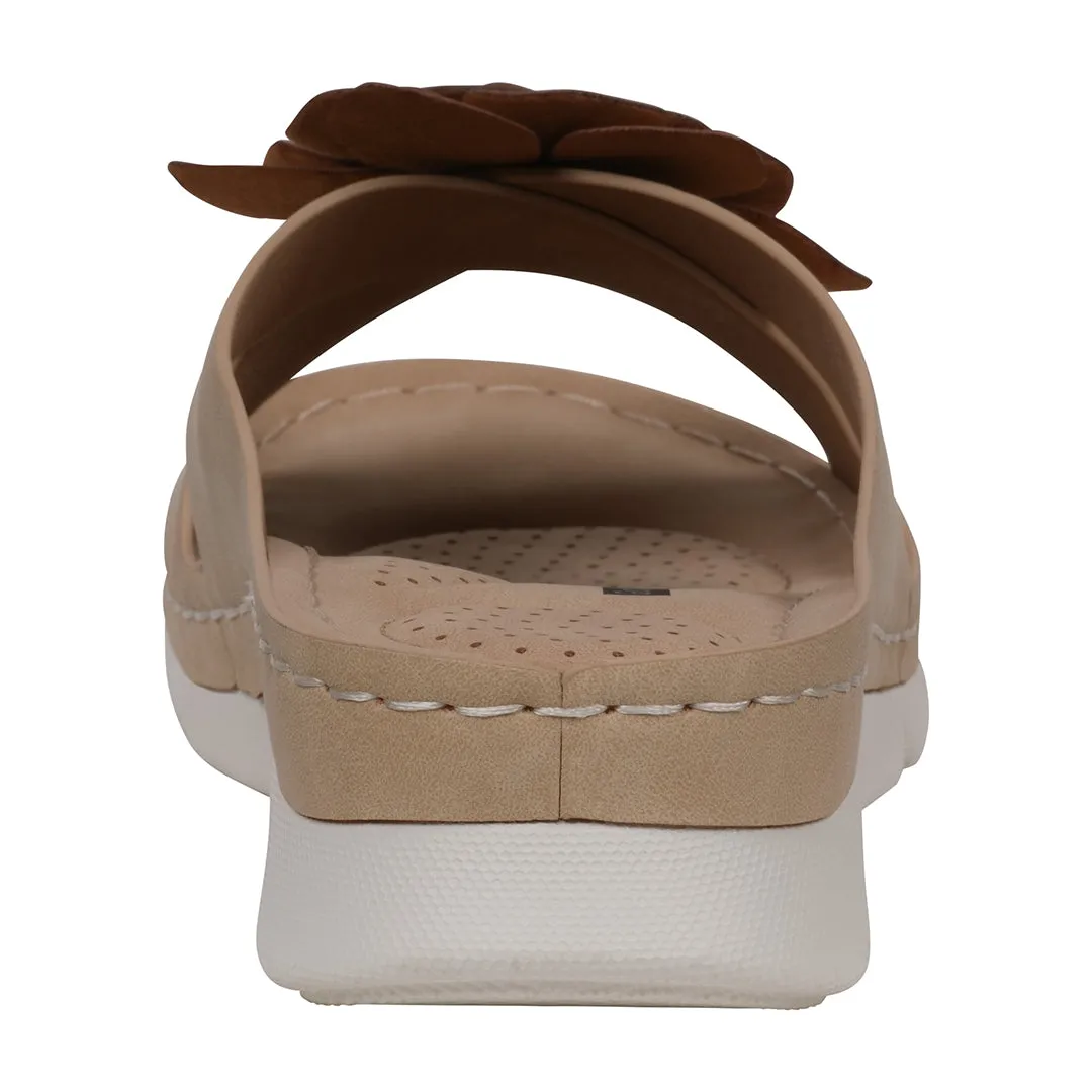 Women's Claire Tan Flower Rosette Comfort Sandals