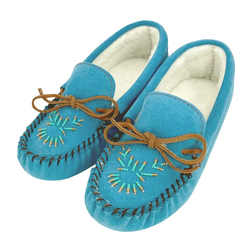 Women's Fleece Lined Beaded Suede Moccasins