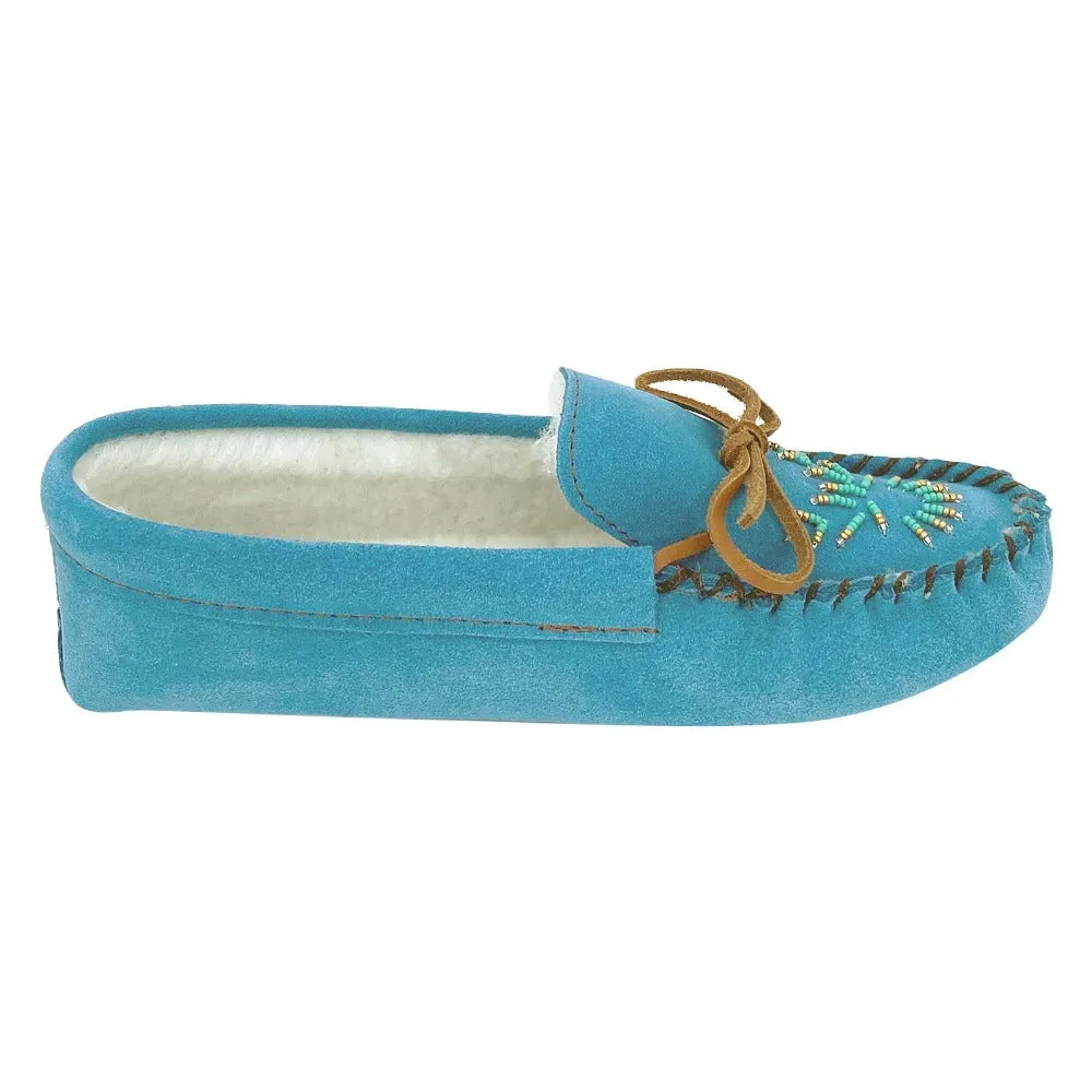 Women's Fleece Lined Beaded Suede Moccasins