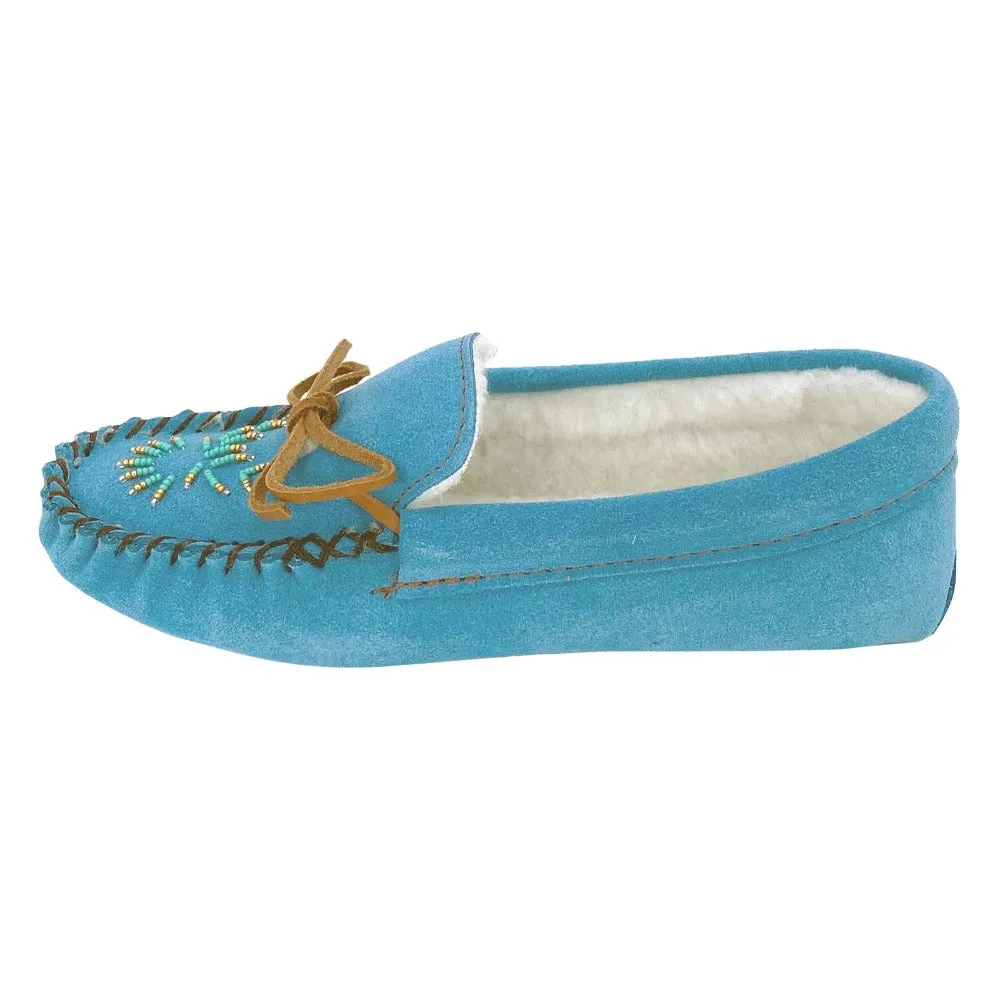 Women's Fleece Lined Beaded Suede Moccasins