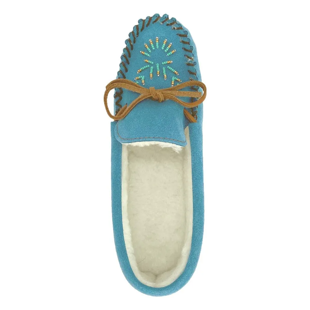 Women's Fleece Lined Beaded Suede Moccasins