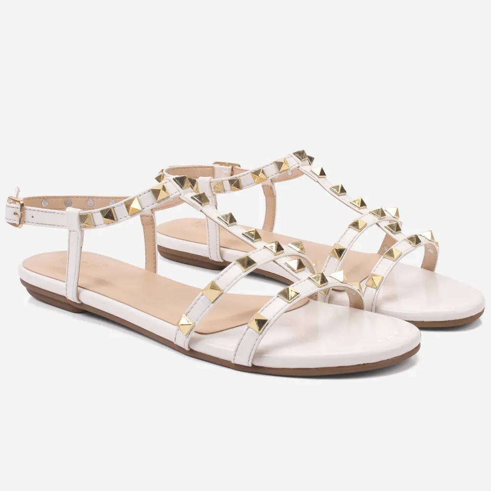 Womens "MAIDAS" Studs Detailing Flat Sandals