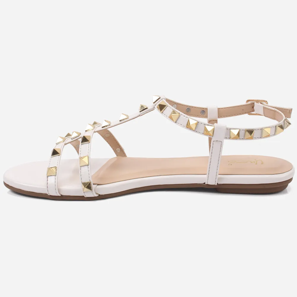 Womens "MAIDAS" Studs Detailing Flat Sandals