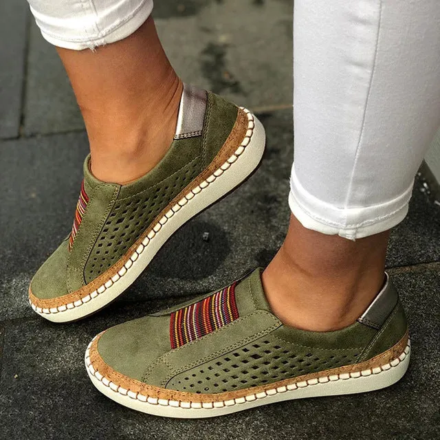 Women's Shoes Fashion Casual Hollow-Out Round Toe Slip On Shoes
