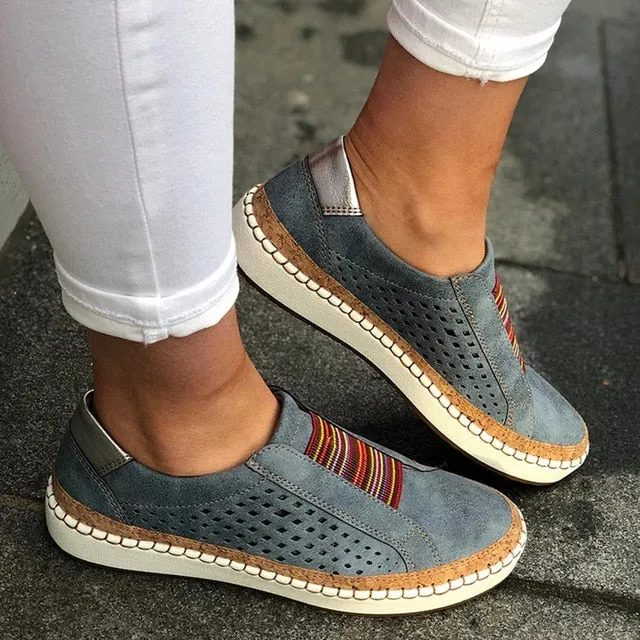 Women's Shoes Fashion Casual Hollow-Out Round Toe Slip On Shoes