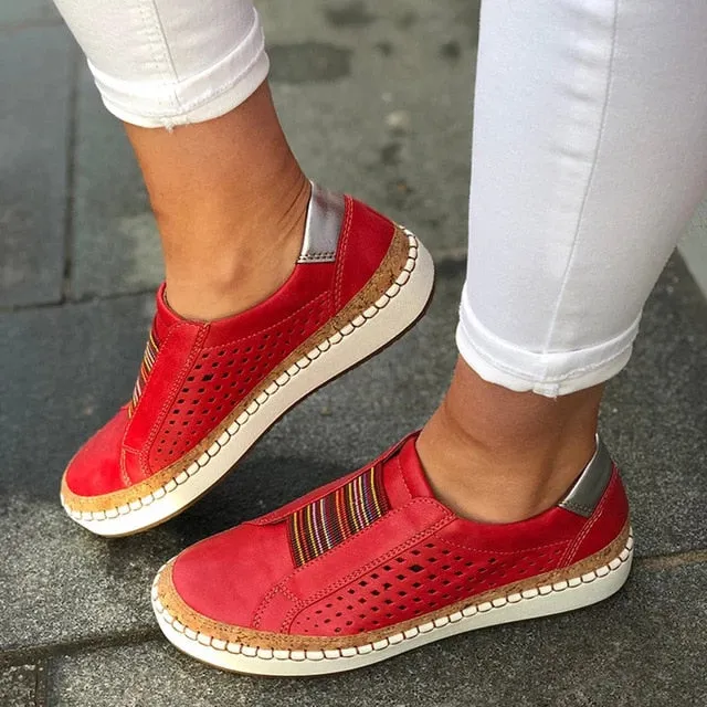 Women's Shoes Fashion Casual Hollow-Out Round Toe Slip On Shoes