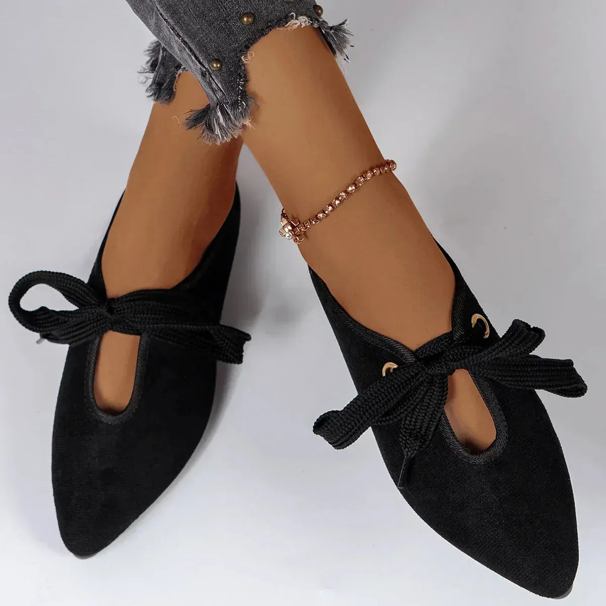 Women's Suede Bowknot Flat Shoes | Chic & Comfortable