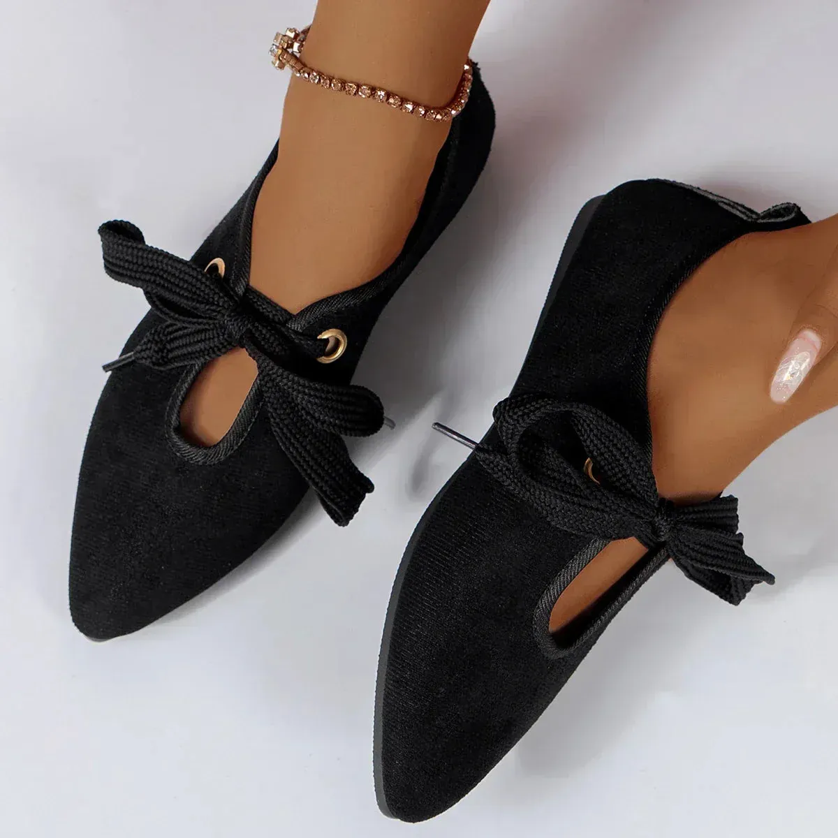 Women's Suede Bowknot Flat Shoes | Chic & Comfortable