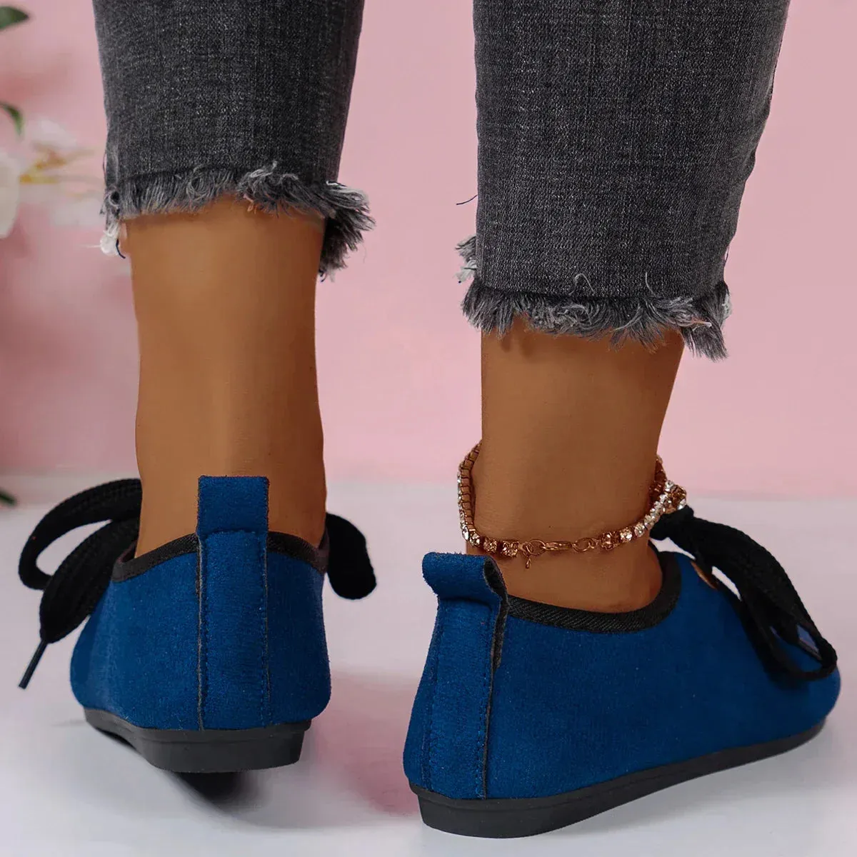 Women's Suede Bowknot Flat Shoes | Chic & Comfortable