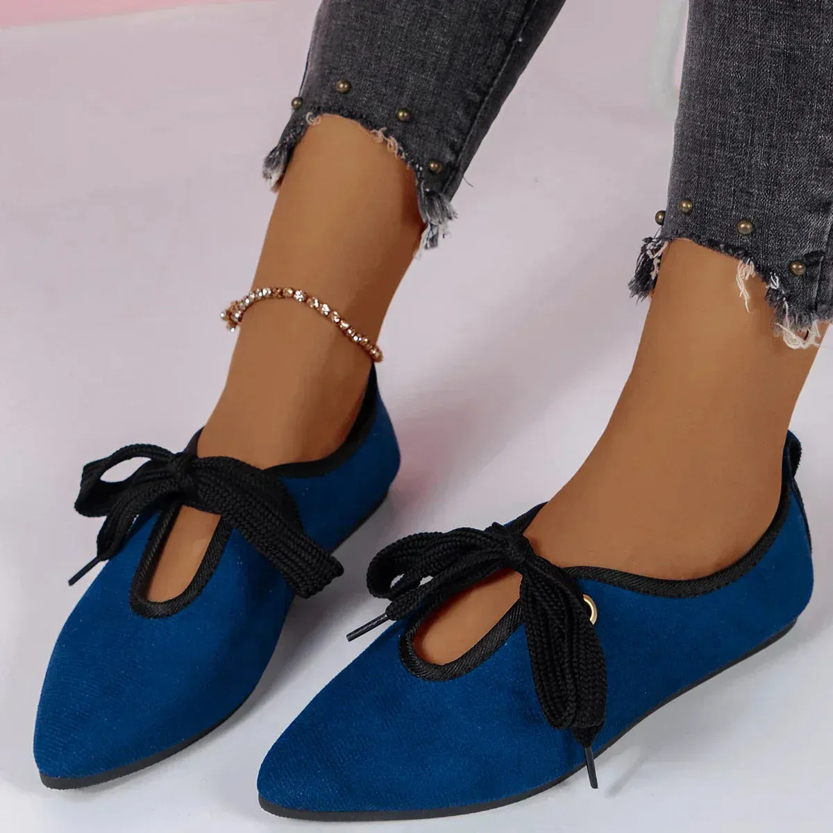 Women's Suede Bowknot Flat Shoes | Chic & Comfortable