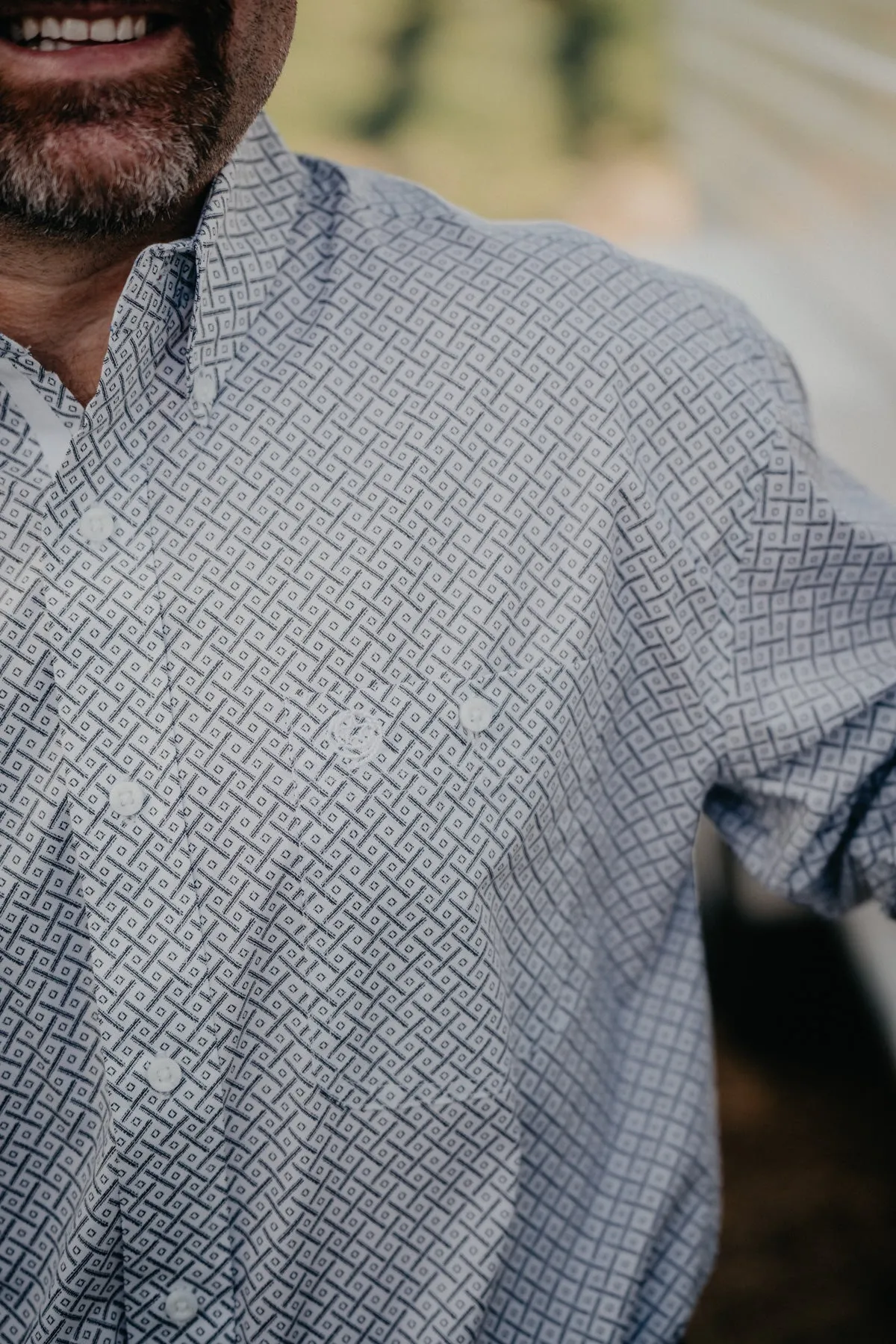 Wrangler George Strait Ivory & Dark Blue Geometric Shirt (S-XXL)