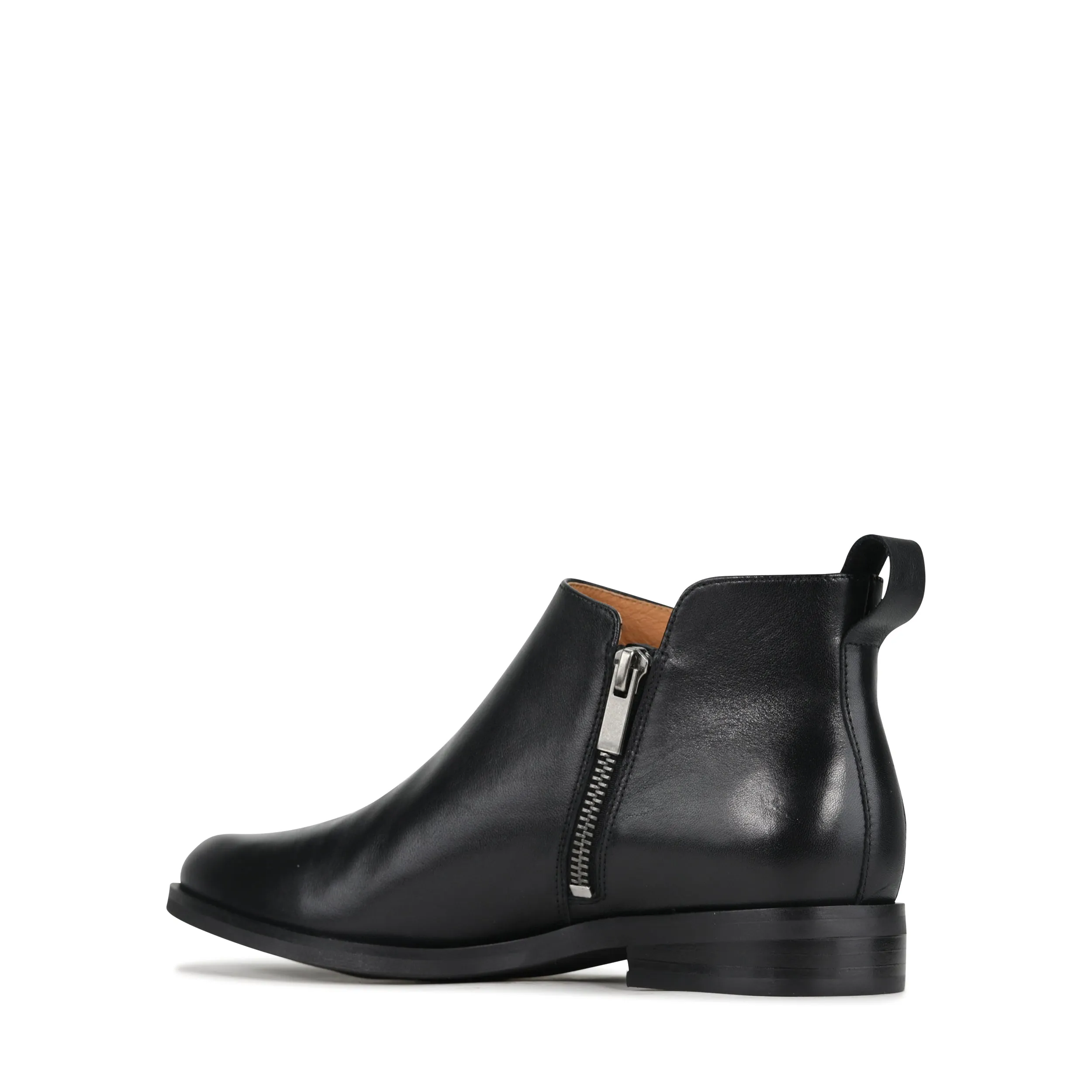 ZARINA LEATHER ZIPPER ANKLE BOOTS