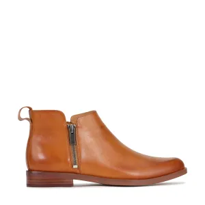 ZARINA LEATHER ZIPPER ANKLE BOOTS