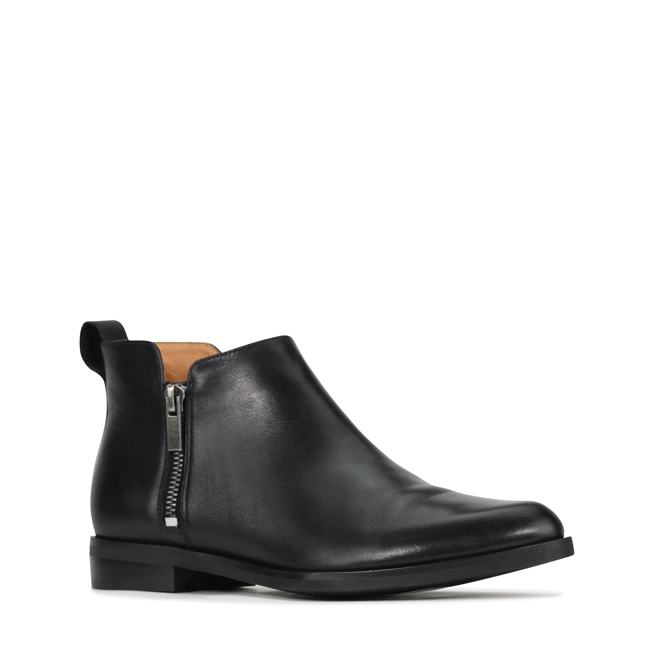 ZARINA LEATHER ZIPPER ANKLE BOOTS