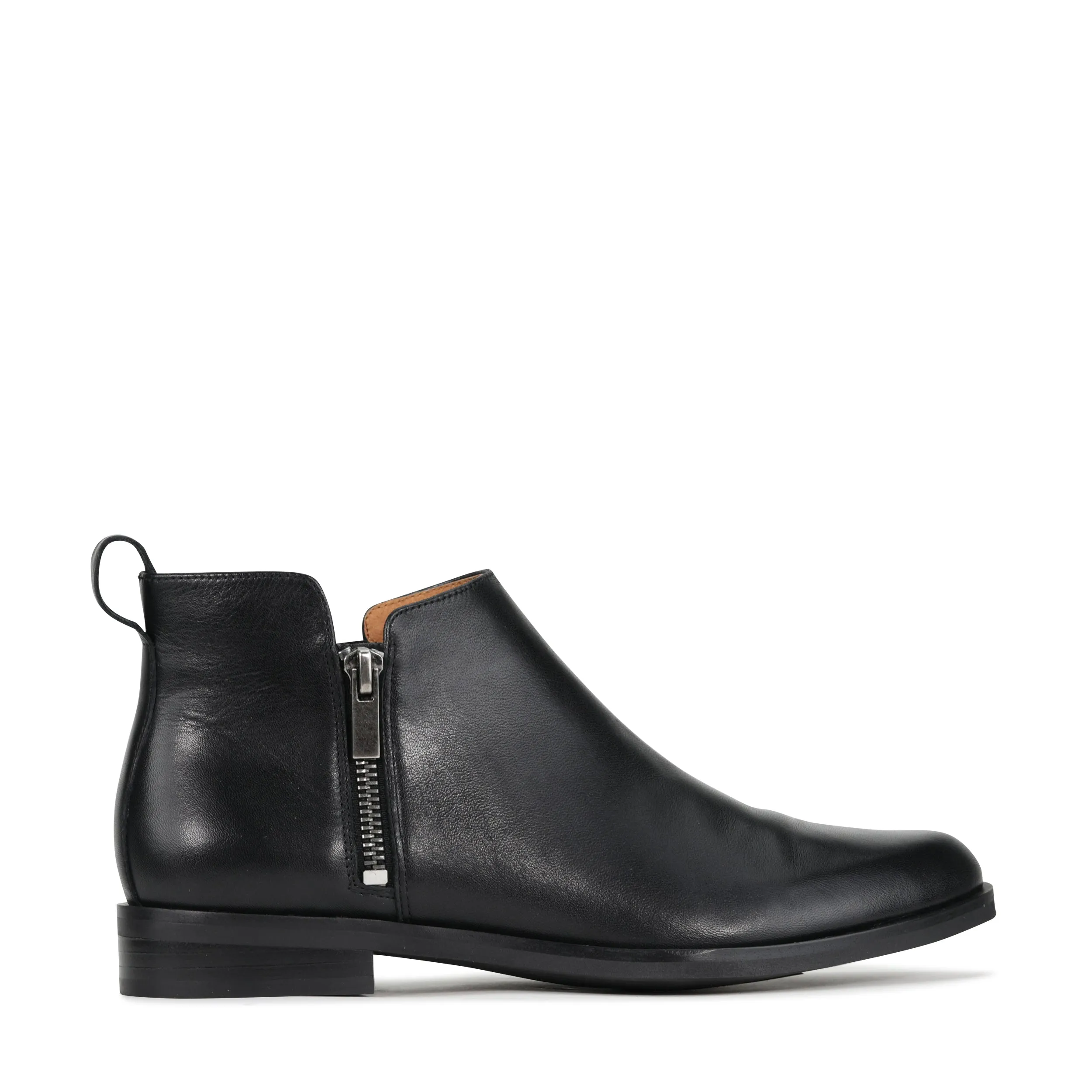 ZARINA LEATHER ZIPPER ANKLE BOOTS
