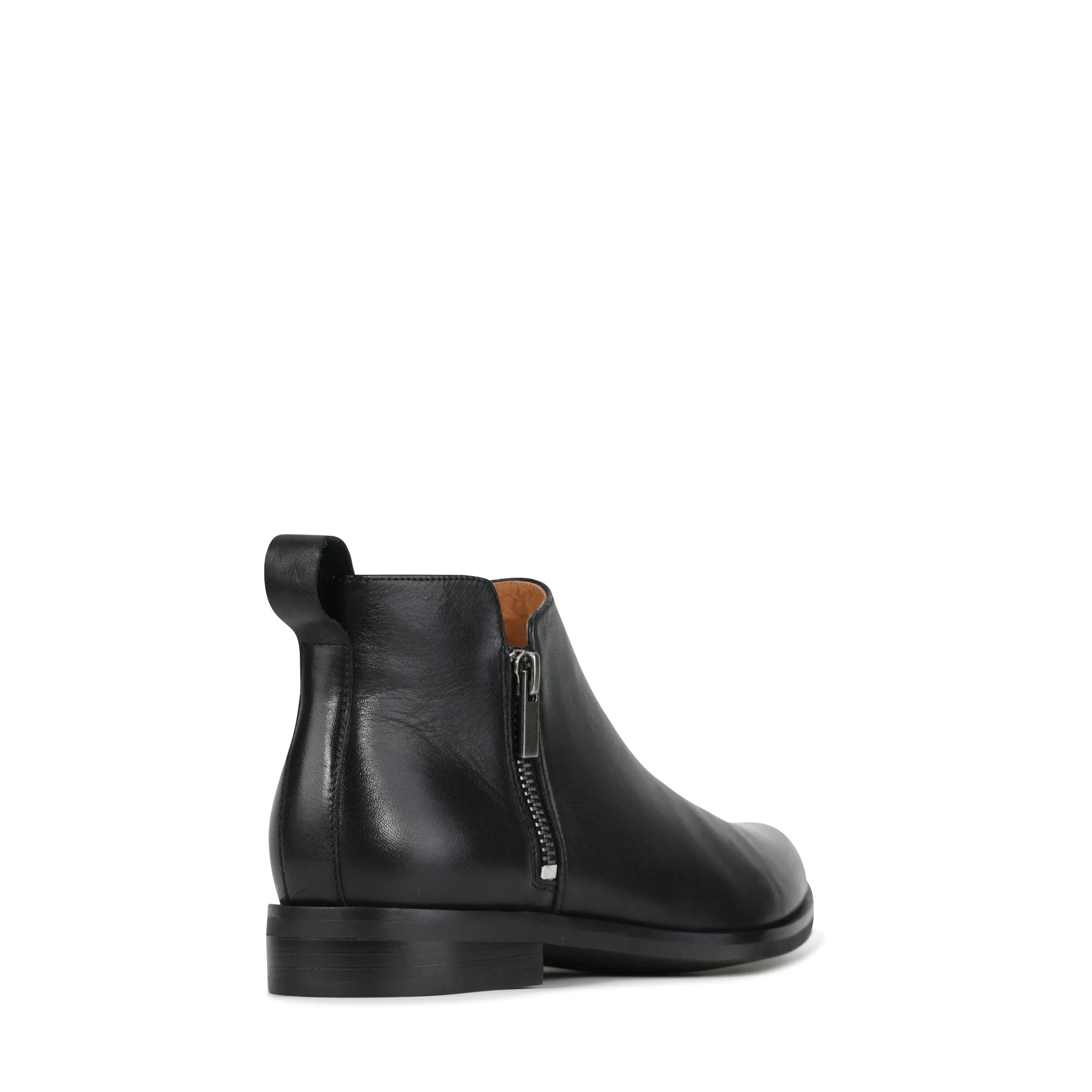 ZARINA LEATHER ZIPPER ANKLE BOOTS
