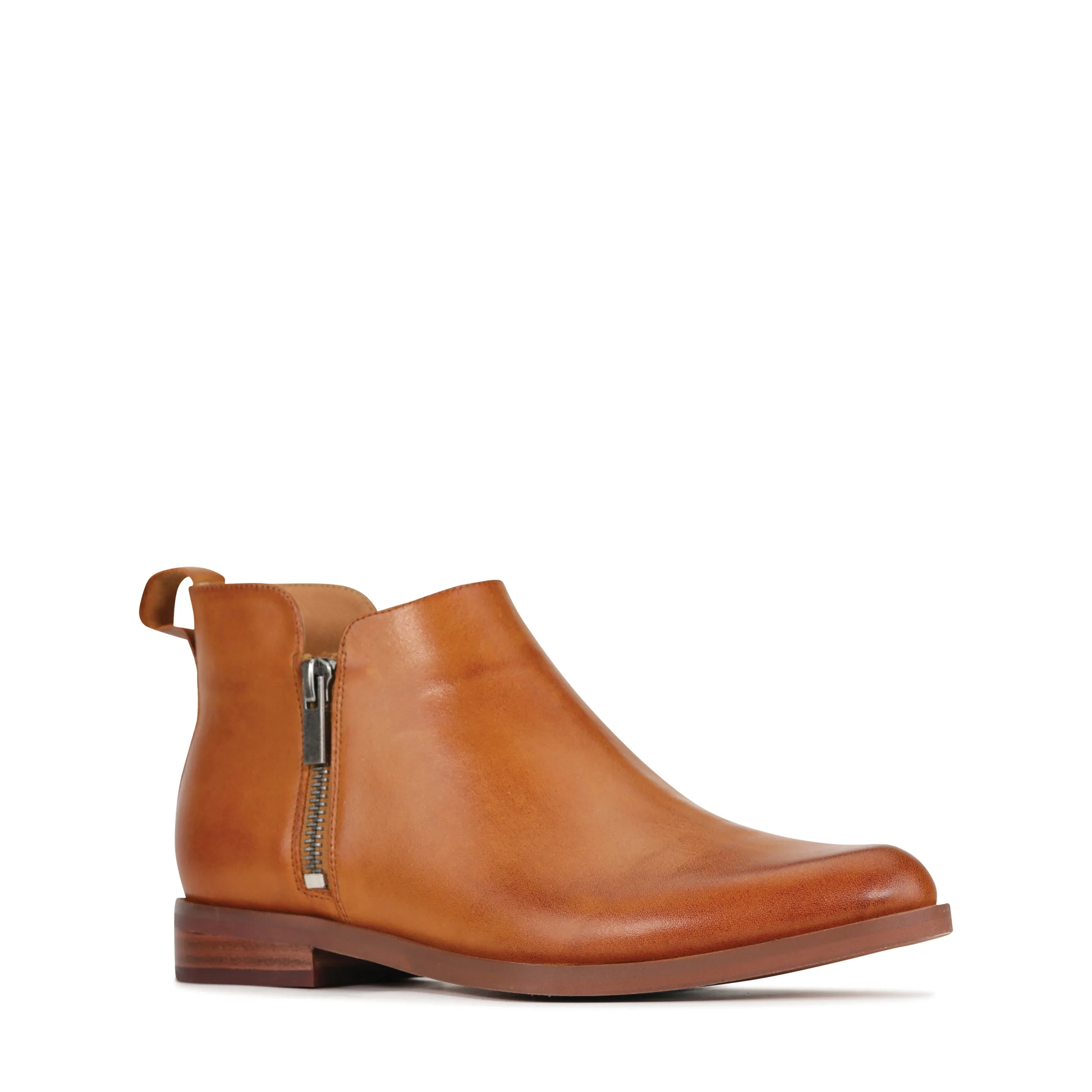 ZARINA LEATHER ZIPPER ANKLE BOOTS