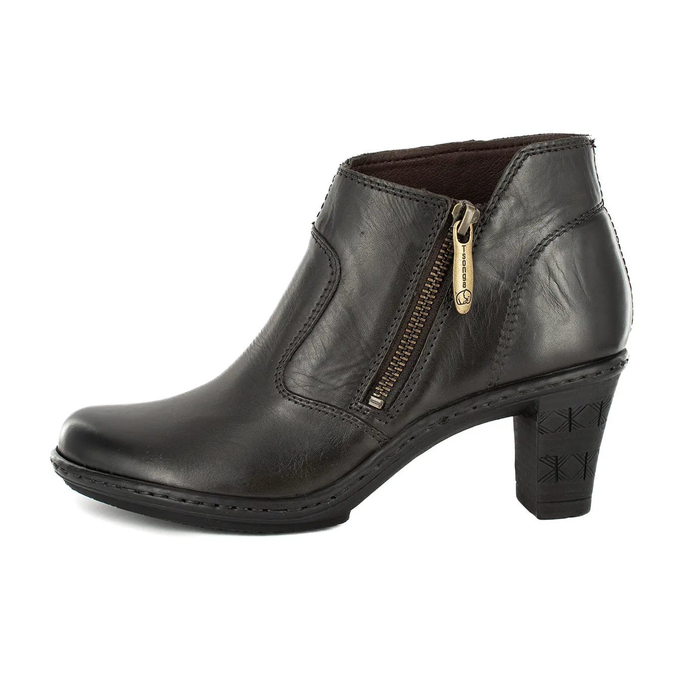 Zavala : Ladies Leather High-Heel Boot in Choc Relaxa