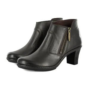 Zavala : Ladies Leather High-Heel Boot in Choc Relaxa